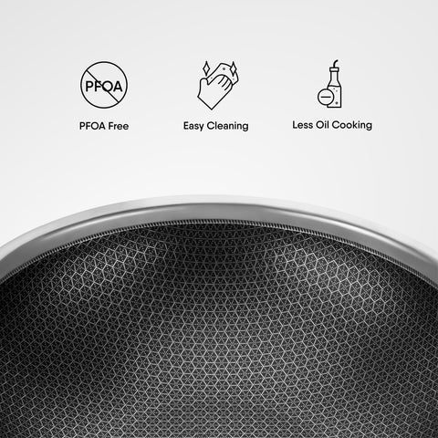 Stahl Artisan Hybrid Triply Non Stick Tasla with Lid, Stainless Steel Kadai/Tasla for Cooking, Triply Kadhai Metal Spatula Friendly, Induction & Gas Stove Compatible, 1.6 L, 20 cm