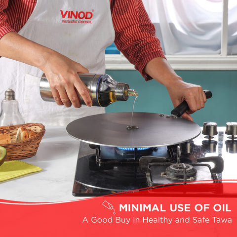 Vinod Zest Aluminium Stick Free Flat Multi Tawa 30 cm | 4mm Extra Thick Chapati & Roti Tawa | Triple Layer Ceramic Coating | Bakelite Handle | Gas Stove Compatible |1 Year Warranty