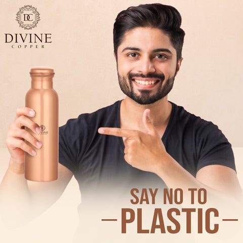 Divine Copper Water Bottle - Pie Plain 600ML