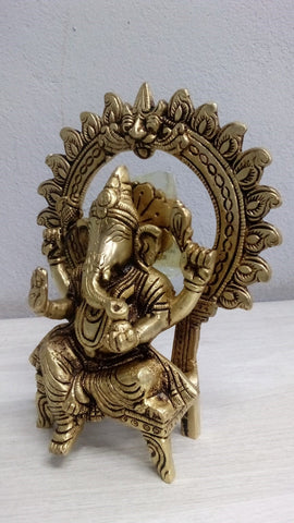 Brass Ganesh Sitting Sihasan Medium Size