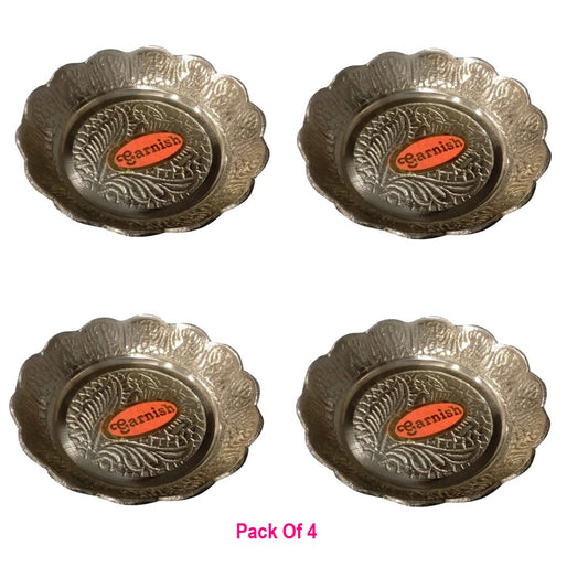 Brass Small NAKSI PLATE For Pooja NO.1 Sectioned Plate (Pack of 4)