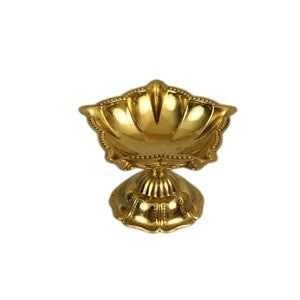 BRASS Panch Mukhi Diya Sada No.3 | Traditional Five Face Brass Oil Lamp for Puja