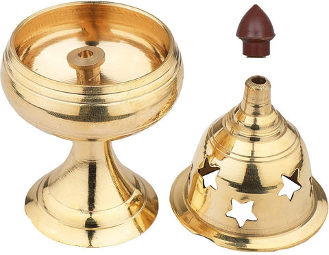 Brass Apple Design Shape Stand Diya for Puja HomeTemple Table Diya Set (Height: 5.5 inch)