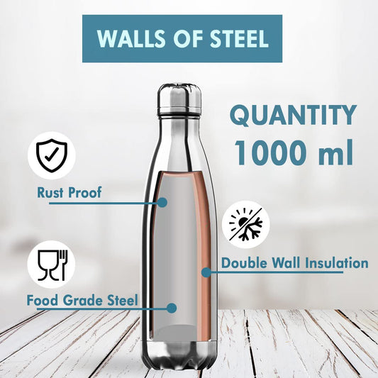 Stainless Steel PureFlow Hot & Cold/Vacuum Insulated Water Bottle 1000ml