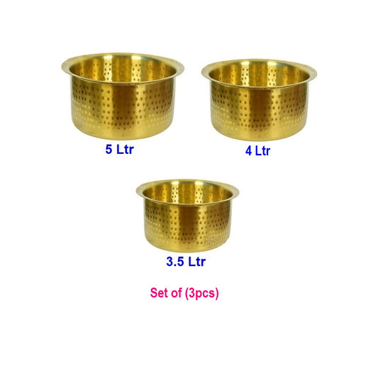 Brass Tope / Bagona / Tapela / Patila 3 Piece Set – Traditional Cookware (No.14, 16, 17)