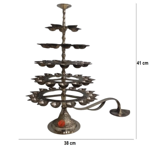 Brass Arti 5 Floor/Step Oil Lamp Stand Diya For Home Temple