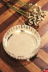German Silver Tray for Your Beautiful Dining Set with Traditional Design (Round Silver Tray)