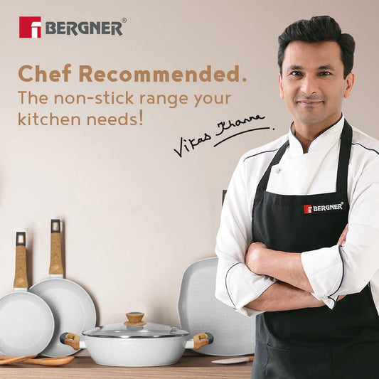 Bergner Naturally Cast Aluminum 28cm Casserole with Glass Lid, 5.5 Liters Non-Stick Casserole, Marble Coating, Induction Bottom & Gas Stove Ready, Soft Touch Handle, Comes with Non-Woven Trivet