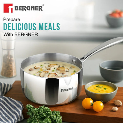Bergner Argent Tri-Ply Stainless Steel Milkpan/Saucepan - Induction Bottom 2.3ltr 18cm BGIN-1302