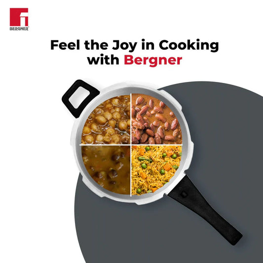 Bergner 3.5ltr Pura Stainless Steel Belly Shape Outer Lid Pressure Cooker, Tri-Ply Induction Bottom BGIN-1867