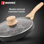 Bergner Bellini Plus Aura 5-Layer Non-Stick 12 Pit Appam Patra with Glass Lid, 22cm Appe Pan with 12 Cups, Wooden Finish Soft Touch Handle, Minimum Oil Cooking, Gas Stove Compatible - Black