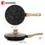 Bergner Bellini Plus Aura 5-Layer Non-Stick 12 Pit Appam Patra with Glass Lid, 22cm Appe Pan with 12 Cups, Wooden Finish Soft Touch Handle, Minimum Oil Cooking, Gas Stove Compatible - Black