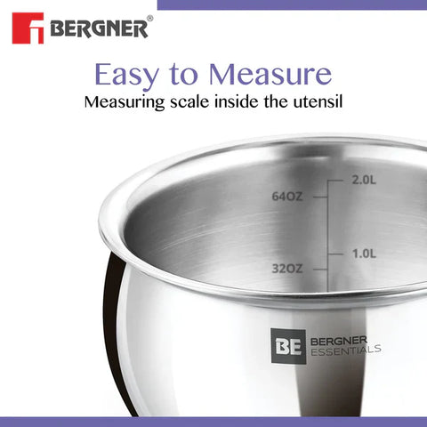 Bergner BE Essentials Tri-Ply Stainless Steel Rice Handi 4L, BGIN-6245