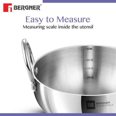 Bergner Kadhai Stainless Steel Triply 20 cm Extra Deep Essential Akshesh BGIN-6269