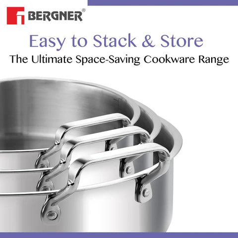 Bergner Essential Avadh Triply Biryani Pot BGIN-6259 With Handle And Lid 28CM-5.0L (Max - 5.8LTR)