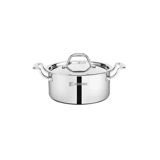 Bergner Argent Junior Chef Tri-Ply Stainless Steel Casserole with Stainless Steel Lid - Induction Bottom 16 cm / 1.6 L &nbsp;BGIN-6906&nbsp;