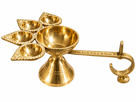 Brass Multi-Diya Aarti Stand