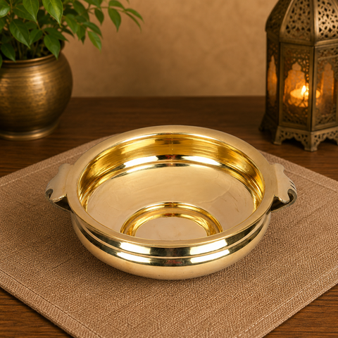 Handicraftscart Brass Urli – Traditional Decorative Bowl for Pooja, Floating Flowers & Home Decor