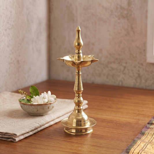 Brass Kamal Kerala Fancy No.4 (1 Pc) | Lotus Design Decorative Puja Diya for Home Temple