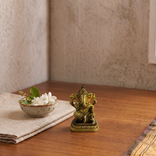 Brass Lord Ganesha Idol PQ | Premium Ganesh Murti for Home Temple, Vastu & Spiritual Decor