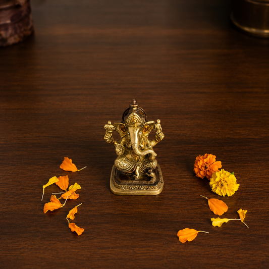 Brass Lord Ganesha Idol PQ | Premium Ganesh Murti for Home Temple, Vastu & Spiritual Decor