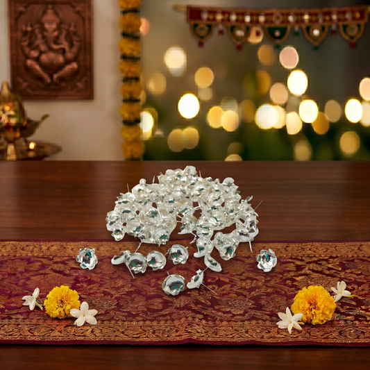 Silver Plated 108 Flower Set | Traditional Puja Flowers for Lakshmi, Vishnu & Temple Rituals