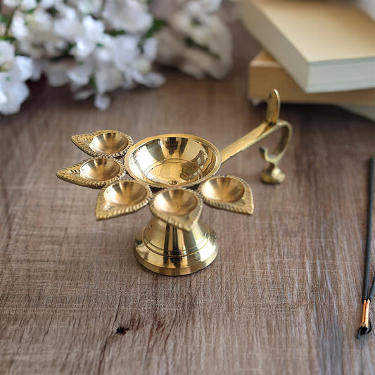 Brass Dhoop Aarti Stand No.4 | Traditional Brass Puja Incense & Aarti Holder for Home Temple