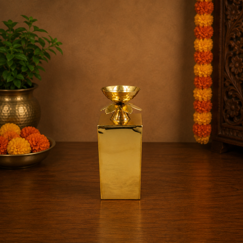 Pooja Brass Step Aarti No. 3 - Traditional Multi-Layered Brass Diya
