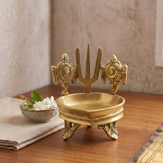 Brass Chakra Wheel | Sacred Sudarshan Chakra Idol for Home Temple & Spiritual Decor