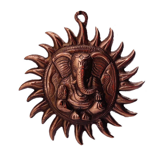 Surya Ganesh Wall Hanging Plate – Small Decorative Hindu Wall Art (SAH AV-227)
