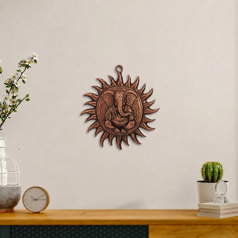 Surya Ganesh Wall Hanging Plate – Small Decorative Hindu Wall Art (SAH AV-227)