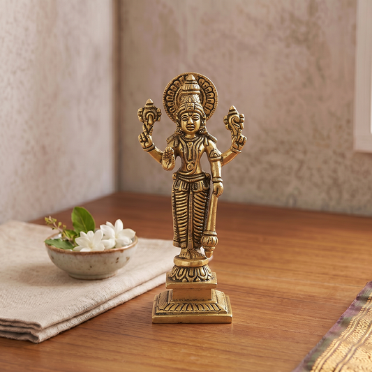Lord Vishnu Standing Brass Idol (BRT) – Hindu God Statue for Home Temple & Décor