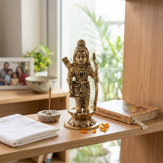 Brass Ram Lala Standing Idol | Premium Hindu God Statue for Home Temple & Puja Decor