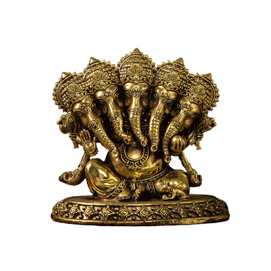 Brass Panchamukhi Ganesha Idol | 4.5" Lovely Murti for Home Mandir & Gifting