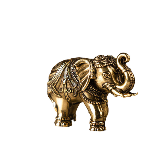 Vastu Trunk Up Brass 3d Elephant Statue | Idol Finely Crafted Set for Home Decor