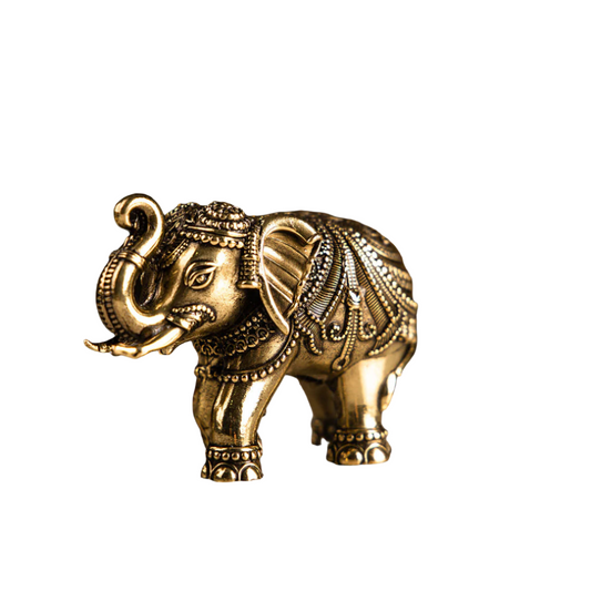 Vastu Trunk Up Brass 3d Elephant Statue | Idol Finely Crafted Set for Home Decor