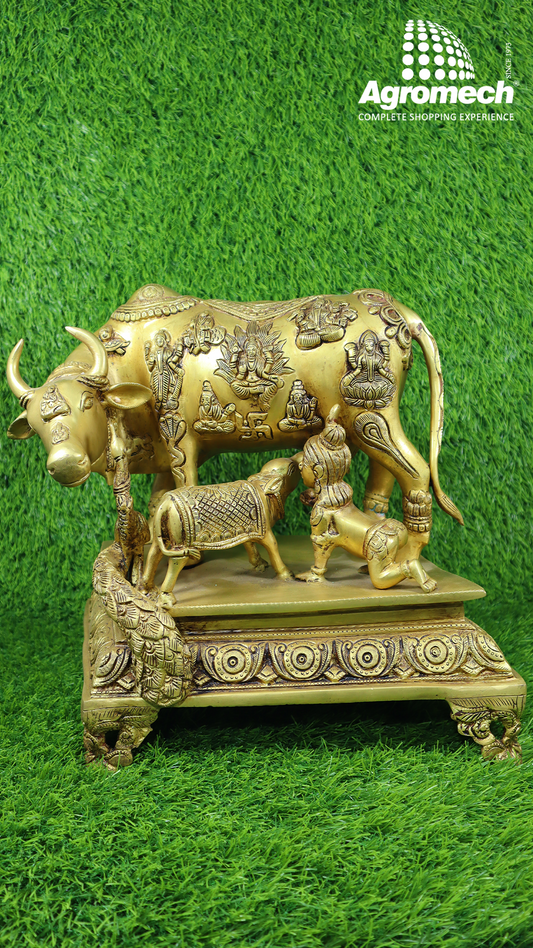 Lord Krishna with Kamdhenu Cow Brass (  35 x 24x 32 cm )