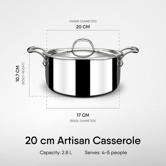 Stahl Artisan Sauce Pot 20cm – Triply Stainless Steel Cooking Pot