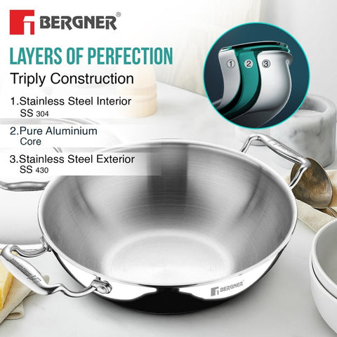 BERGNER BG-6348 TRIPLY KADAI 3.6L W/L