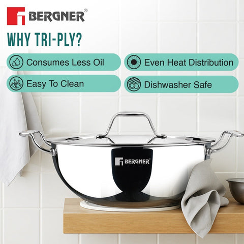 BERGNER BG-6348 TRIPLY KADAI 3.6L W/L