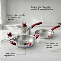 Prabha Platina BYK RH 3-Piece Set – Stainless Steel Kitchenware