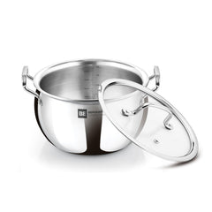 Bergner BE Essentials Tri-Ply Stainless Steel Rice Handi  28cm with Lid Handle & Knob | BGIN-6304