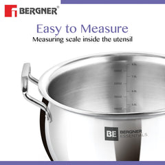 Bergner BE Essentials Tri-Ply Stainless Steel Rice Handi  28cm with Lid Handle & Knob | BGIN-6304