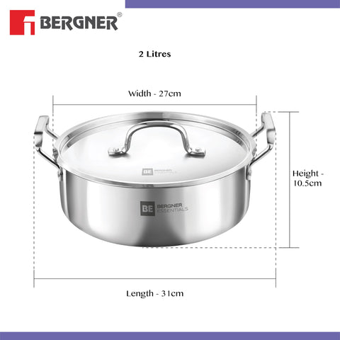 Bergner BGIN-6259 Esse Avadh Biryani Pot 28cm – Triply Cookware