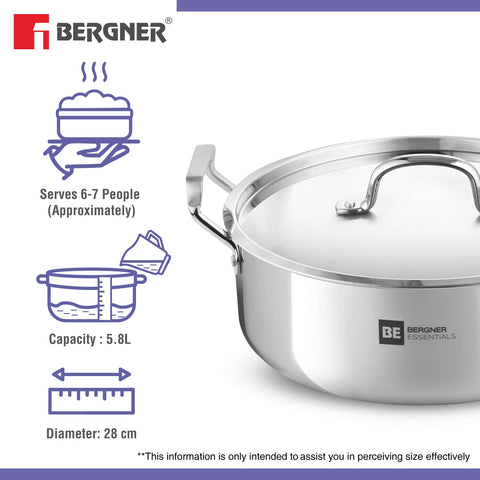 Bergner BGIN-6259 Esse Avadh Biryani Pot 28cm – Triply Cookware