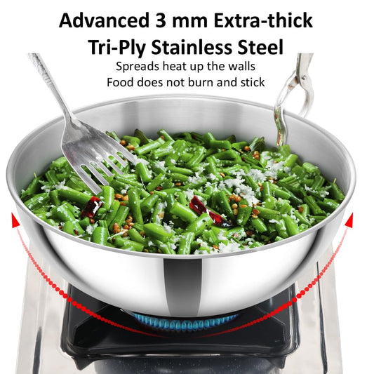 Hawkins Triply SS Metro Kadai 1.5L, 2L, 2.5L Tasla – Stainless Steel Cookware