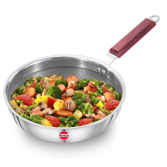 Hawkins 22cm Shielded Non-Stick Tri-Ply SS Fry Pan – Stainless Steel Pan
