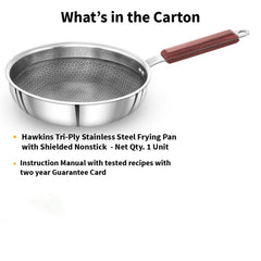 Hawkins 22cm Shielded Non-Stick Tri-Ply SS Fry Pan – Stainless Steel Pan