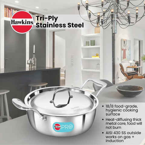 HAW.PRO TRI-PLY SS COOK N SERVE 3L W/SS LID PSC30S