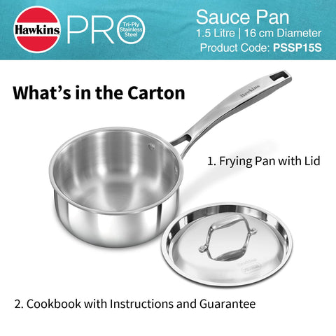 HAW.PRO SS TRI-PLY SAUCE PAN 1.5L SS LID PSSP15S